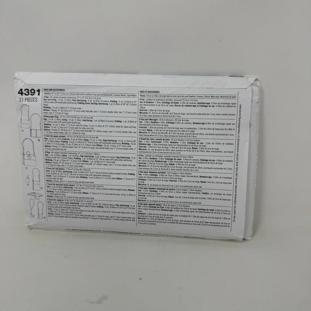 Simplicity 4391 bags